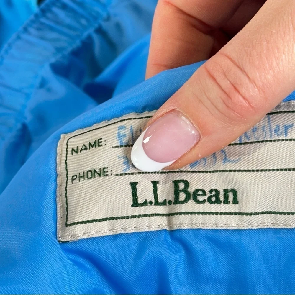 LL Bean Kids Ski Jacket Thinsulate Snowflake Print Blue Large 14 16